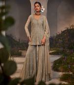 Silver grey kurta and gharara set