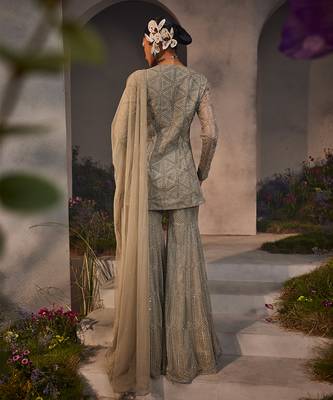 Silver grey kurta and gharara set 2