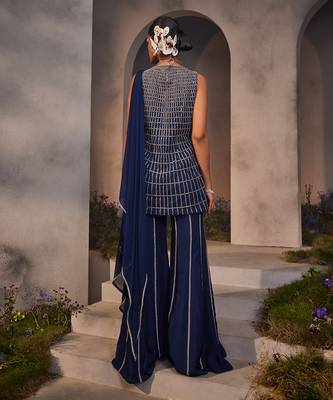 Electric blue kurta and sharara set 4