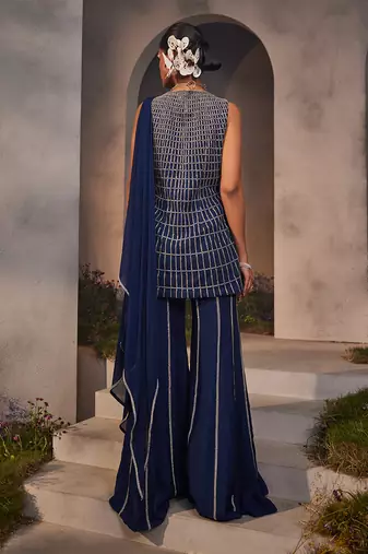 Electric blue kurta and sharara set