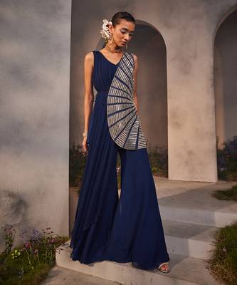 Electric blue kurta and sharara set 1