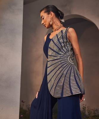 Electric blue kurta and sharara set 2