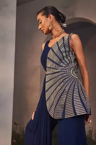 Electric blue kurta and sharara set