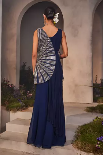 Electric blue kurta and sharara set