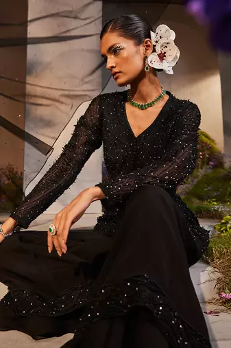 Black kurta and gharara set