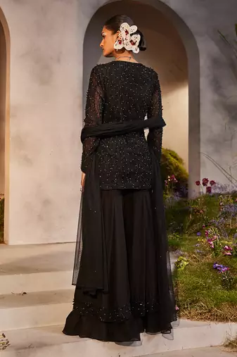 Black kurta and gharara set