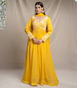 Yellow anarkali set.