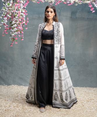 Ivory and black jacket  set. 1