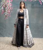 Ivory and black jacket  set.