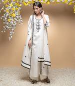 Ivory and black classic kurta set .