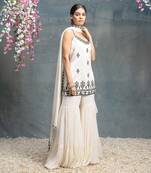 Ivory and black gharara set.