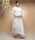 Ivory floral applique kurta set .
