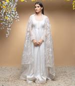 Ivory anarkali with organza dupatta.
