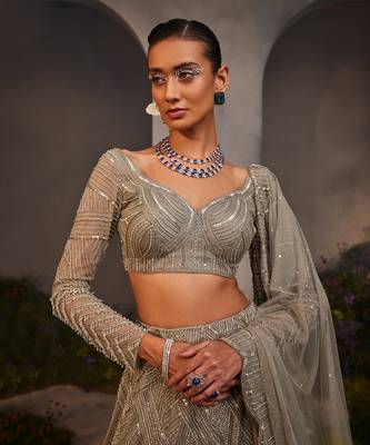 Lilian Silver Grey Lehenga Set 3