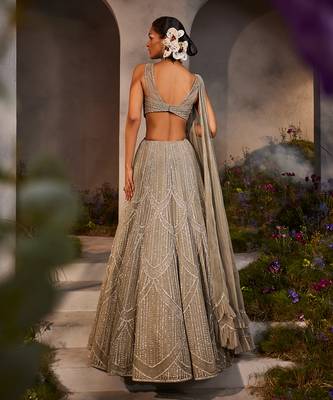 Layla Silver Grey Lehenga Set 3