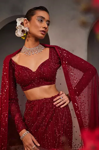 Lucia Maroon Lehenga Set