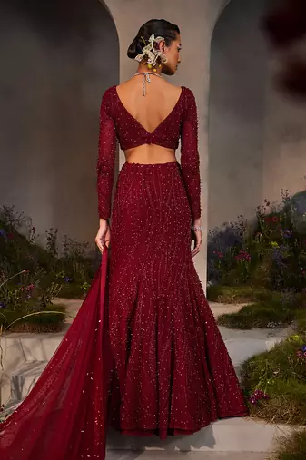 Lucia Maroon Lehenga Set