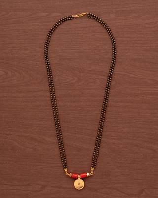 Black beads mangalsutra with vati medium length 24" one gram gold 2