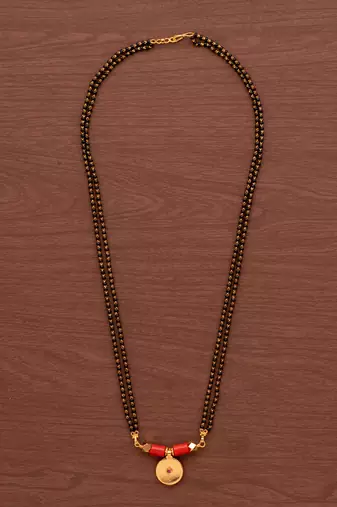 Black beads mangalsutra with vati medium length 24" one gram gold