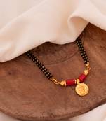 Black beads mangalsutra with vati medium length 24" one gram gold