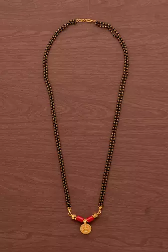 Black beads mangalsutra with vati medium length 24" one gram gold
