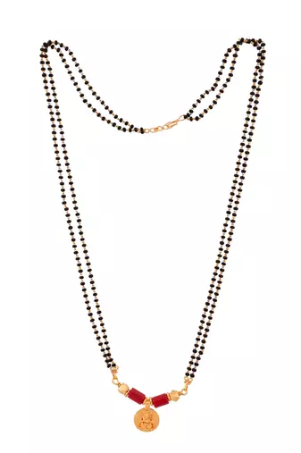 Black beads mangalsutra with vati medium length 24" one gram gold