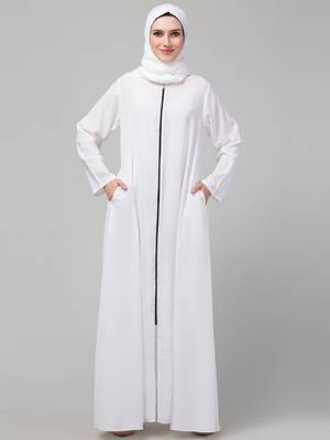 White Nida Casual Plain Abaya 1