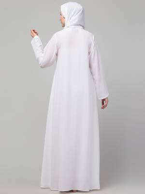 White Nida Casual Plain Abaya 2