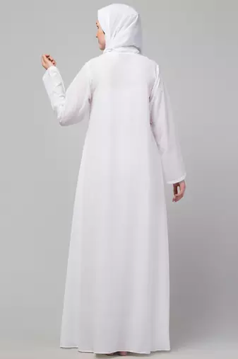 White Nida Casual Plain Abaya