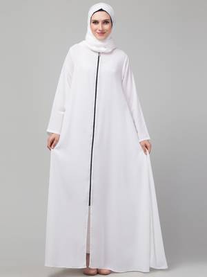 White Nida Casual Plain Abaya 3