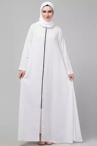 White Nida Casual Plain Abaya