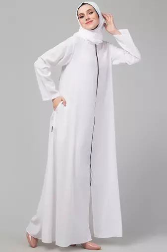 White Nida Casual Plain Abaya