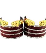 Extra Large Size Brass And Acrylic Bangle Color Maroon