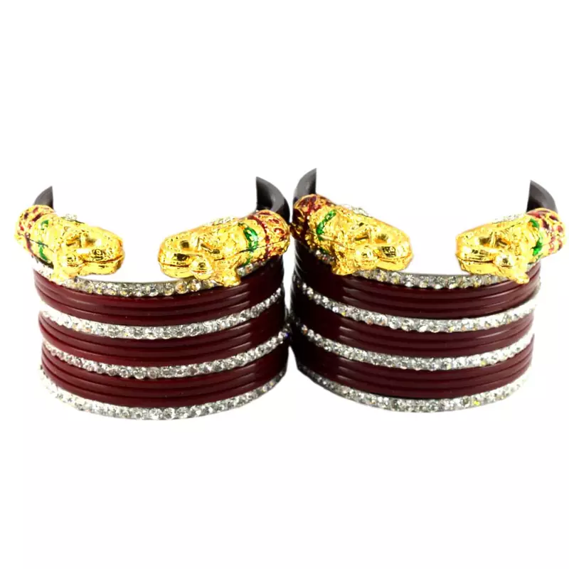 Extra Large Size Brass And Acrylic Bangle Color Maroon