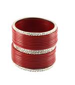 Extra Large Size Brass And Acrylic Bangle Color Red