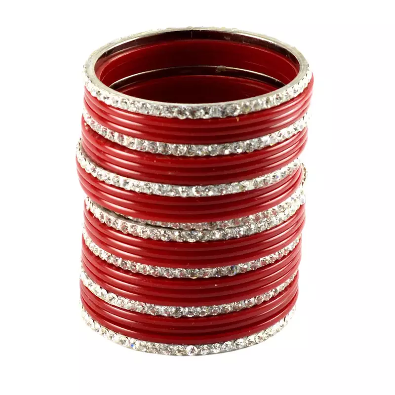 Extra Large Size Brass And Acrylic Bangle Color Red