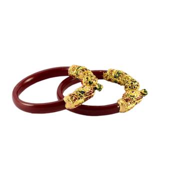 Extra Large Size Brass And Acrylic Bangle Color Maroon 1