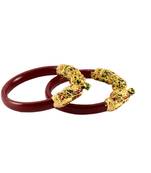 Extra Large Size Brass And Acrylic Bangle Color Maroon