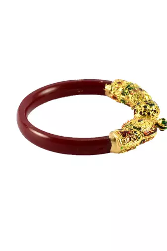 Extra Large Size Brass And Acrylic Bangle Color Maroon