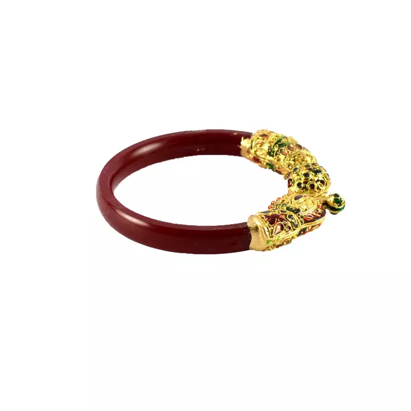 Extra Large Size Brass And Acrylic Bangle Color Maroon