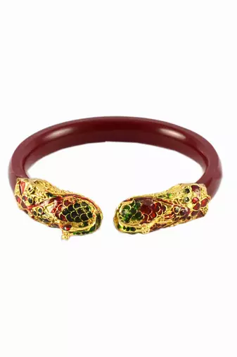 Extra Large Size Brass And Acrylic Bangle Color Maroon
