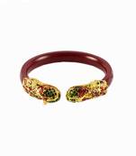 Extra Large Size Brass And Acrylic Bangle Color Maroon