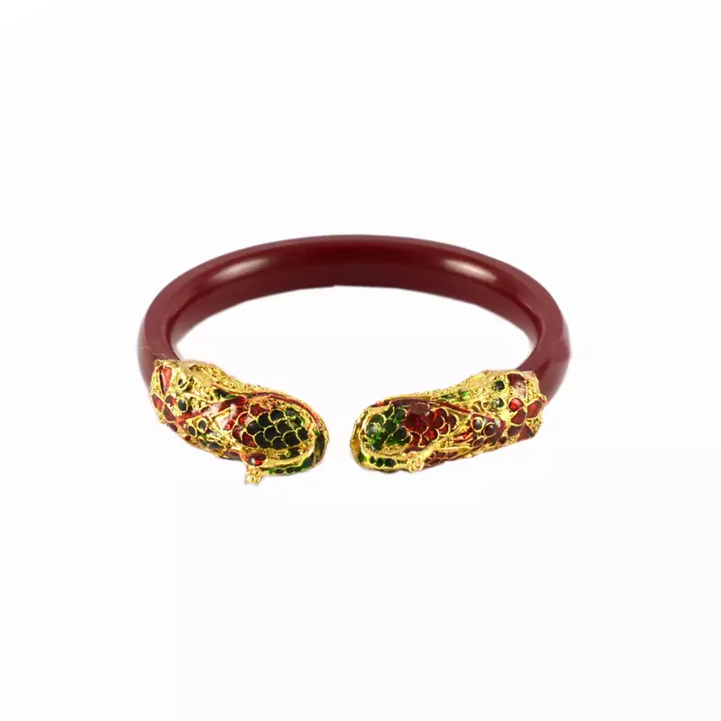 Extra Large Size Brass And Acrylic Bangle Color Maroon