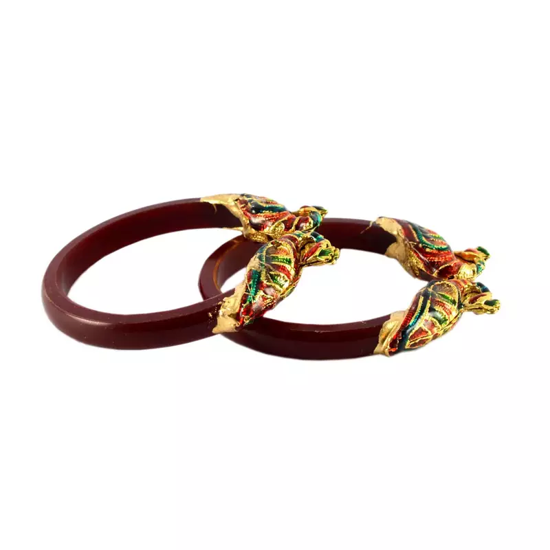 Extra Large Size Brass And Acrylic Bangle Color Maroon