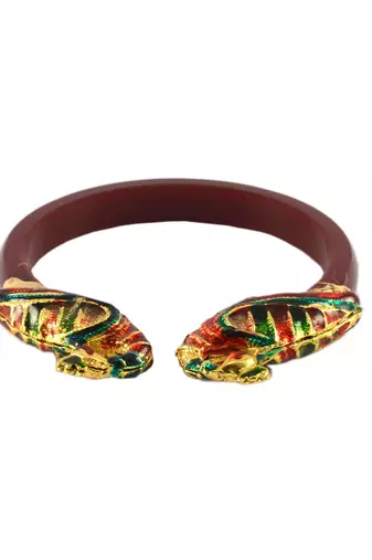 Extra Large Size Brass And Acrylic Bangle Color Maroon