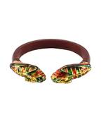 Extra Large Size Brass And Acrylic Bangle Color Maroon