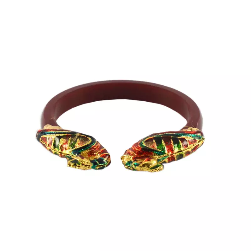 Extra Large Size Brass And Acrylic Bangle Color Maroon