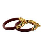 Extra Large Size Brass And Acrylic Bangle Color Maroon