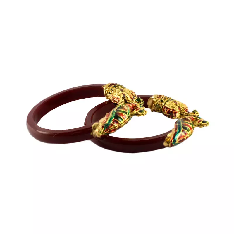 Extra Large Size Brass And Acrylic Bangle Color Maroon