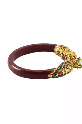 Extra Large Size Brass And Acrylic Bangle Color Maroon